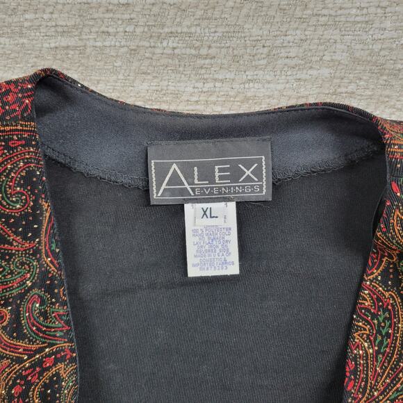 Vtg Alex Evenings Tank Jacket Set XL Paisley Slinky Glitter Mother Of The Bride - Picture 15 of 16